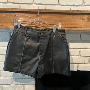 Black Leather Women Shorts